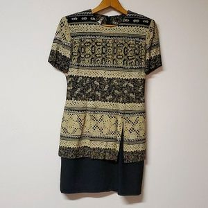 Vintage 90s short sleeve patterned sheath dress